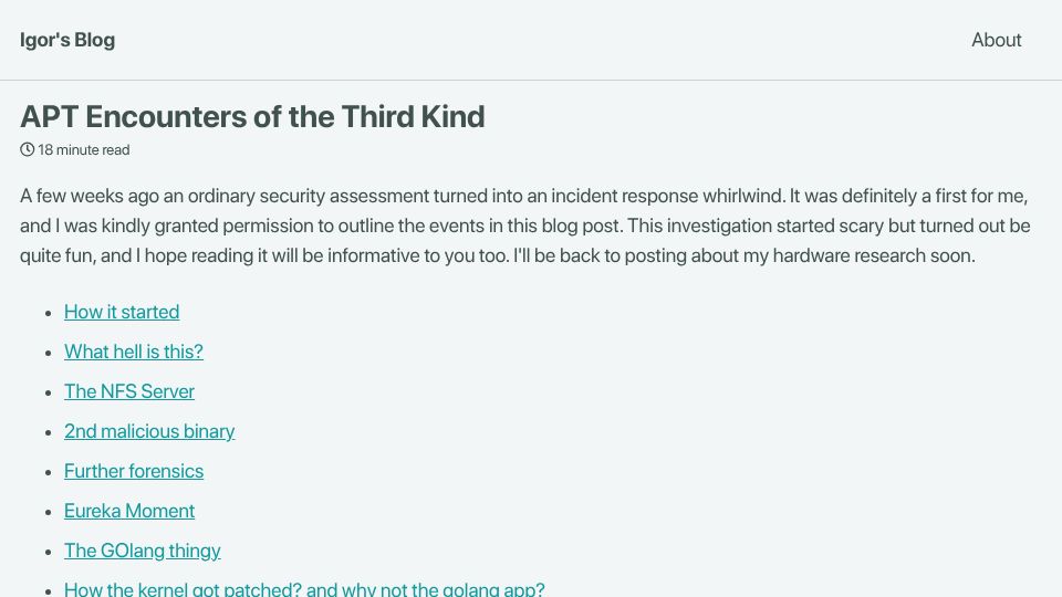 Screenshot of igor-blue.github.io: Apt Encounters of the Third Kind