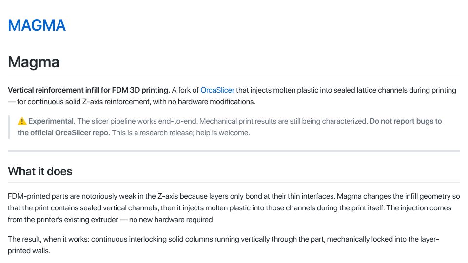 Screenshot of mgunlogson.github.io: Show HN: 3D print Z reinforcement via injected loops