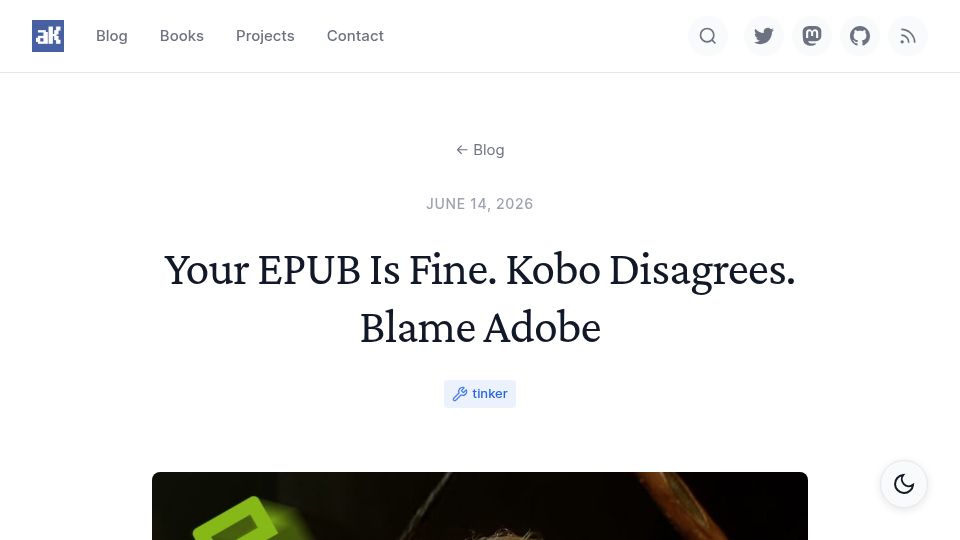 Screenshot of andreklein.net: Your ePub Is fine