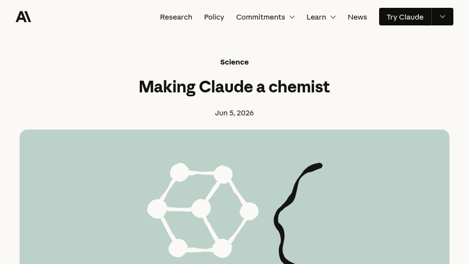 Screenshot of anthropic.com: Making Claude a Chemist