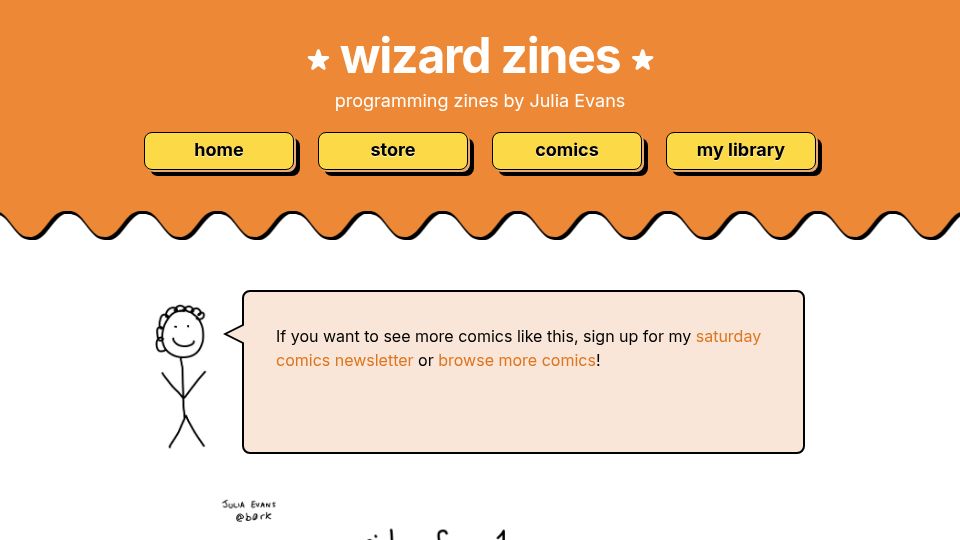 Screenshot of wizardzines.com: Write for One Person