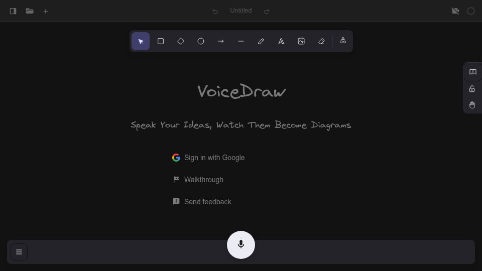Screenshot of voicedraw.com: Show HN: VoiceDraw – Talk system design out loud, the diagrams draw themselves