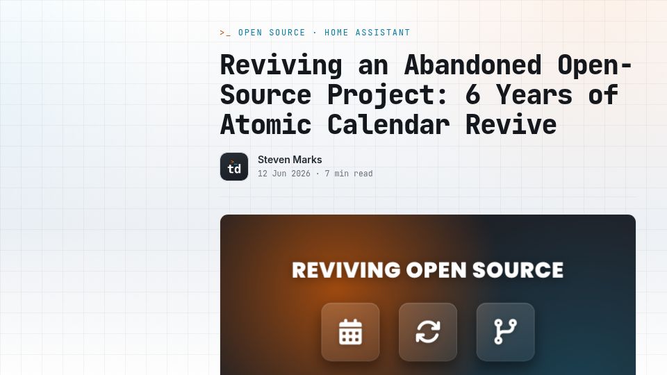 Screenshot of totaldebug.uk: Reviving an abandoned open-source project: 6 years of Atomic Calendar Revive