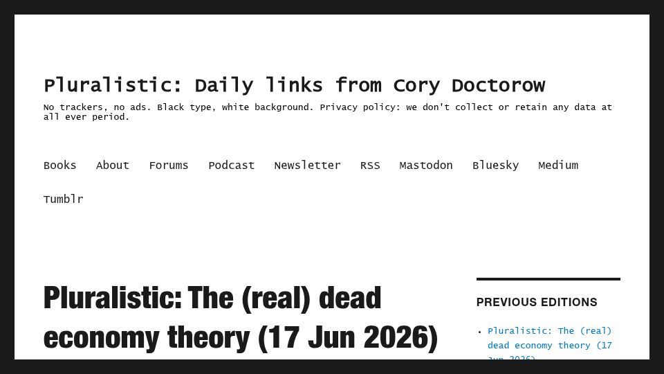 Screenshot of pluralistic.net: The (real) dead economy theory