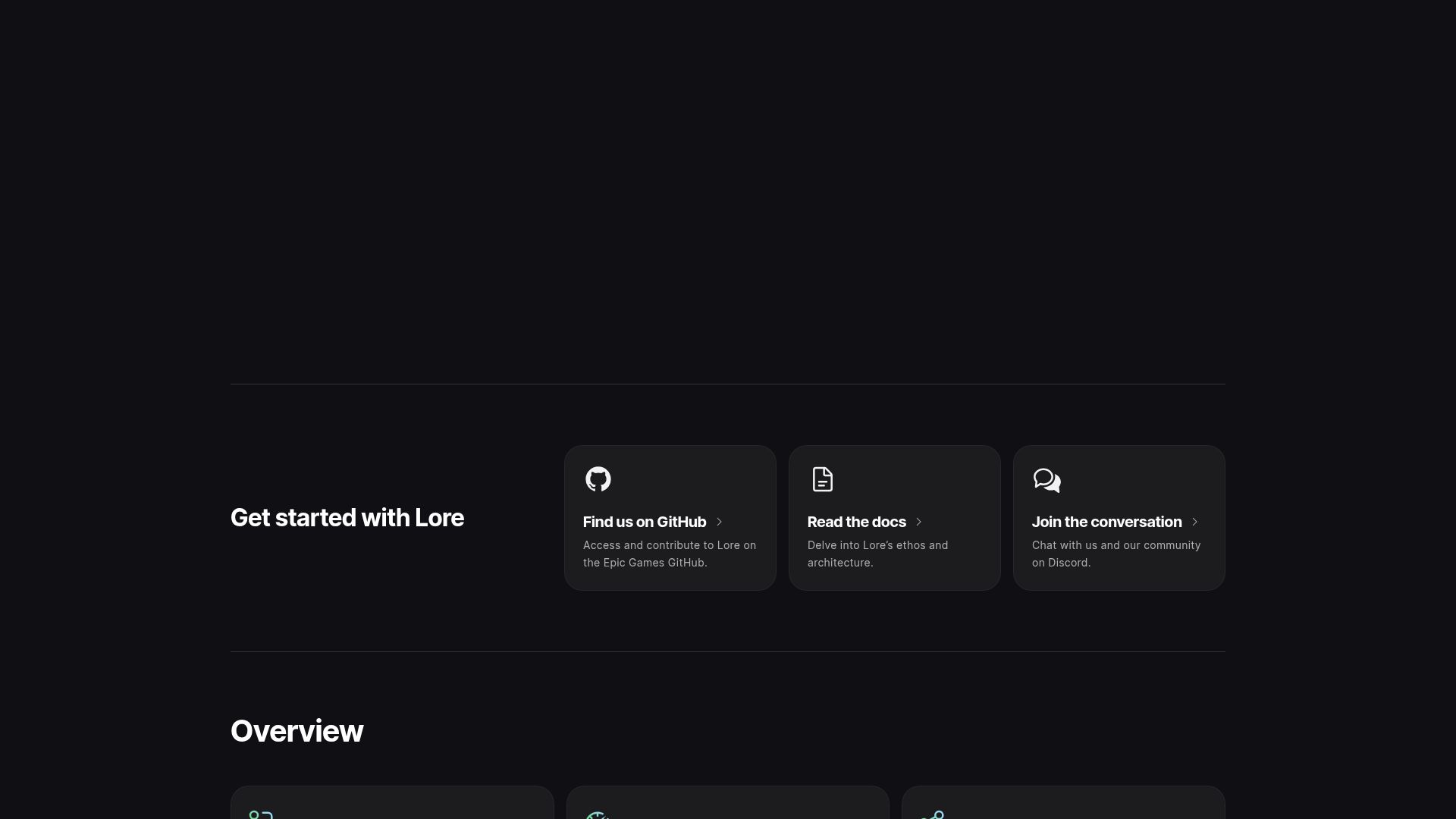 Screenshot of lore.org: Lore – Open source version control system designed for scalability