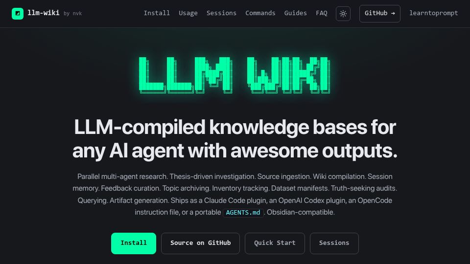 Screenshot of llm-wiki.net: Show HN: 10x better performance from the Coding Harnesses with LLM-wiki