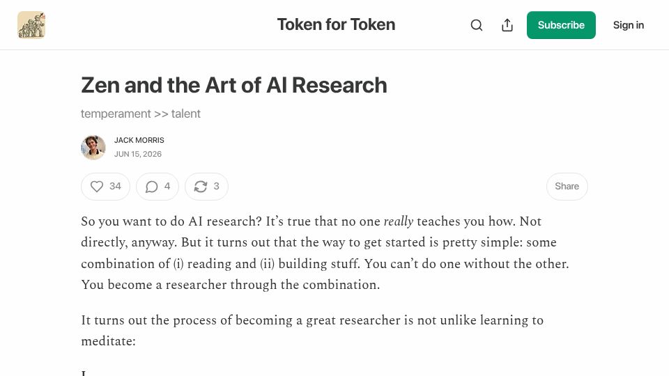 Screenshot of blog.jxmo.io: Zen and the Art of Machine Learning Research