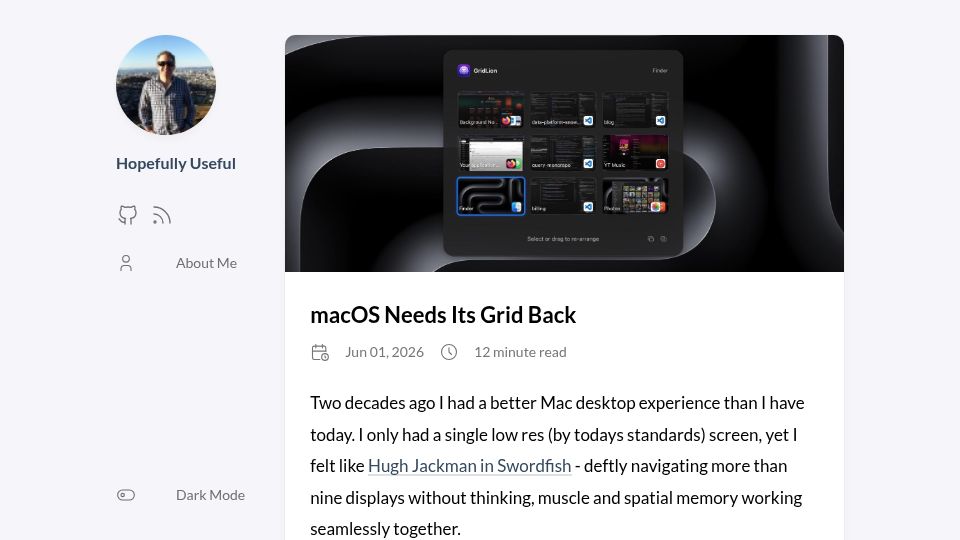 Screenshot of blog.hopefullyuseful.com: macOS needs its grid back
