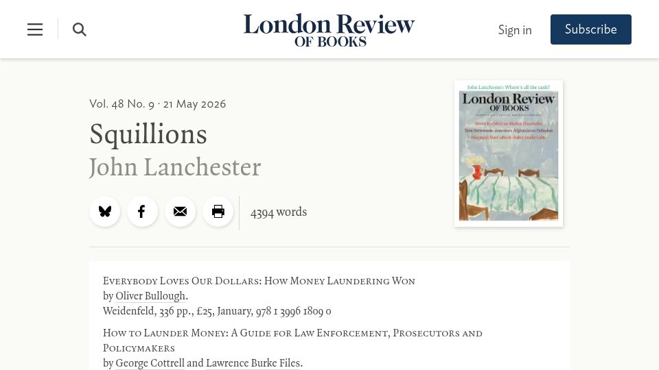 Screenshot of lrb.co.uk: Squillions: How money laundering won