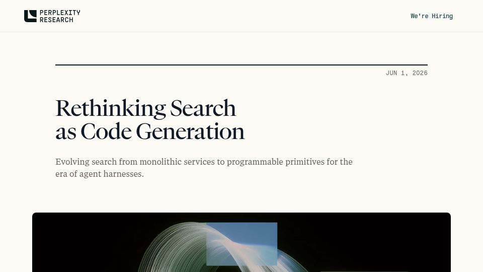 Screenshot of research.perplexity.ai: Rethinking search as code generation