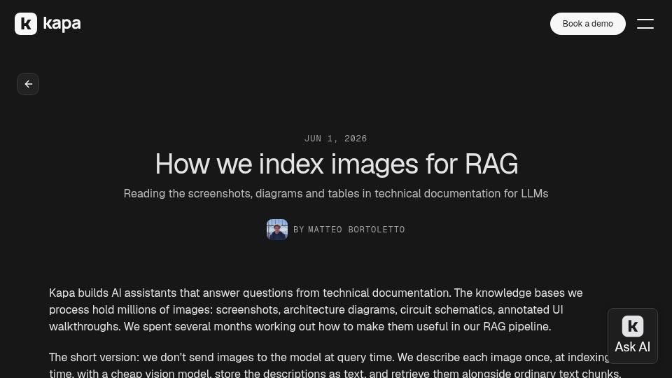 Screenshot of kapa.ai: How we index images for RAG