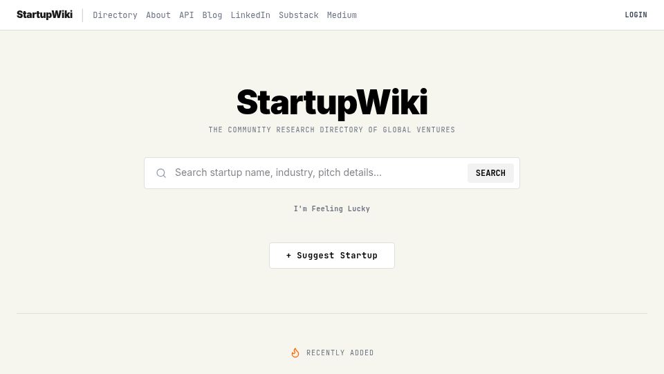 Screenshot of startupwiki.tech: Show HN: StartupWiki – A Free Alternative to Crunchbase