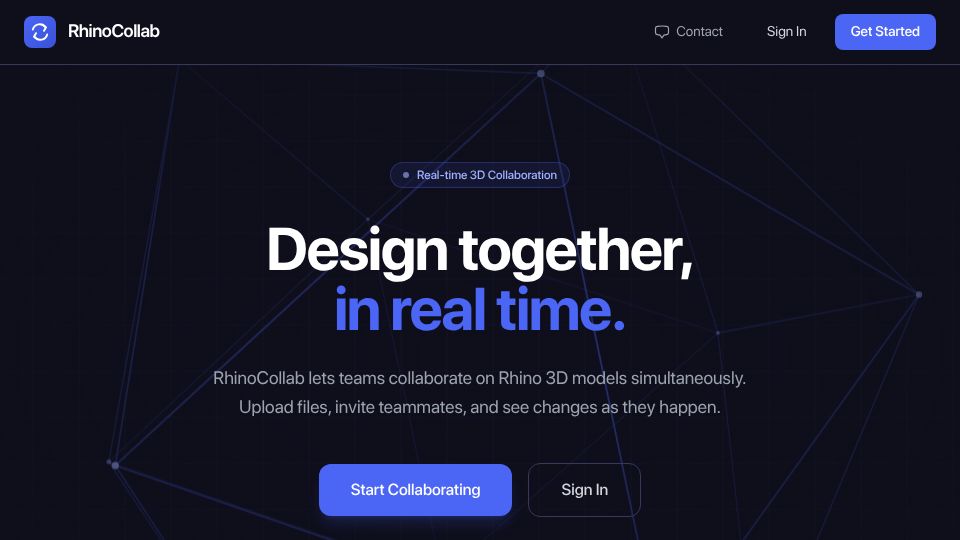Screenshot of rhinocollab.com: RhinoCollab a plugin for real-time editing for Rhino 3D