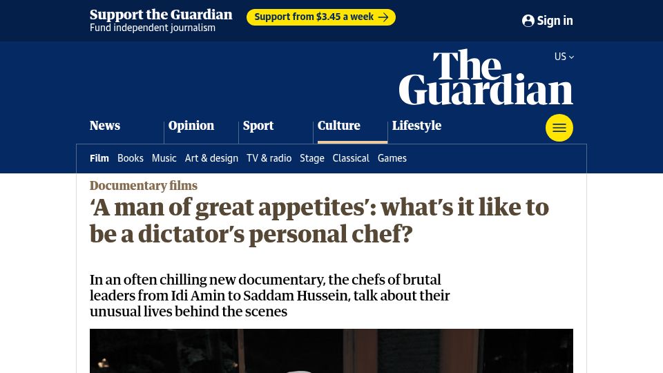 Screenshot of theguardian.com: How to feed a dictator