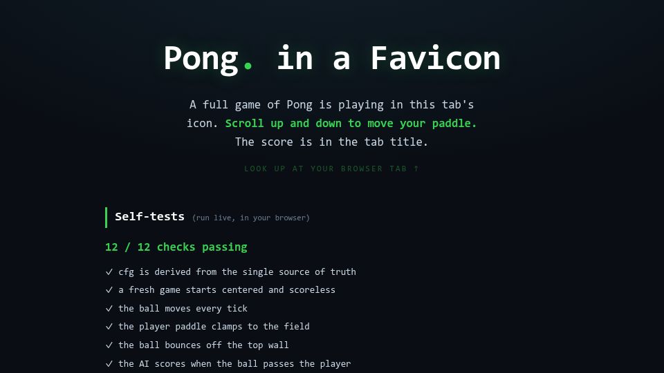 Screenshot of pong-in-a-favicon.franzai.com: Pong in S Favicon