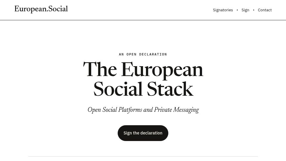 Screenshot of european.social: The European Social Stack