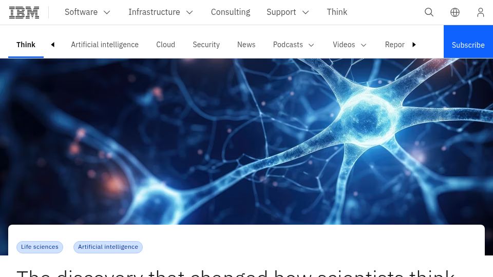 Screenshot of ibm.com: The discovery that changed how scientists think about memory