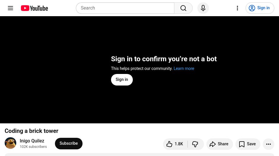 Screenshot of youtube.com: Coding a Brick Tower [video]