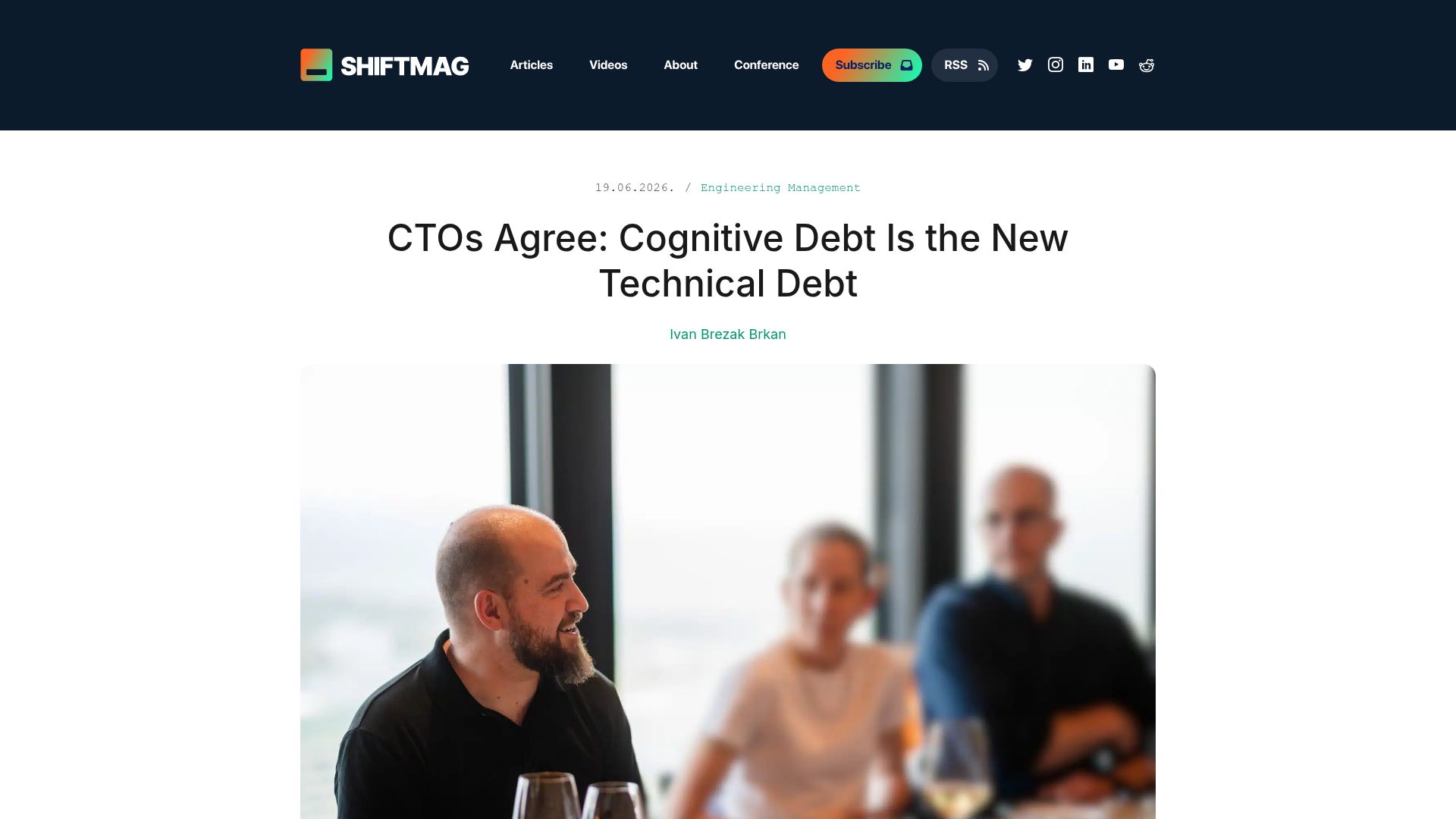Screenshot of shiftmag.dev: CTOs Agree: Cognitive Debt Is the New Technical Debt