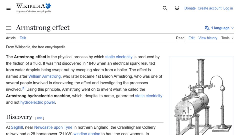 Screenshot of en.wikipedia.org: Armstrong Effect