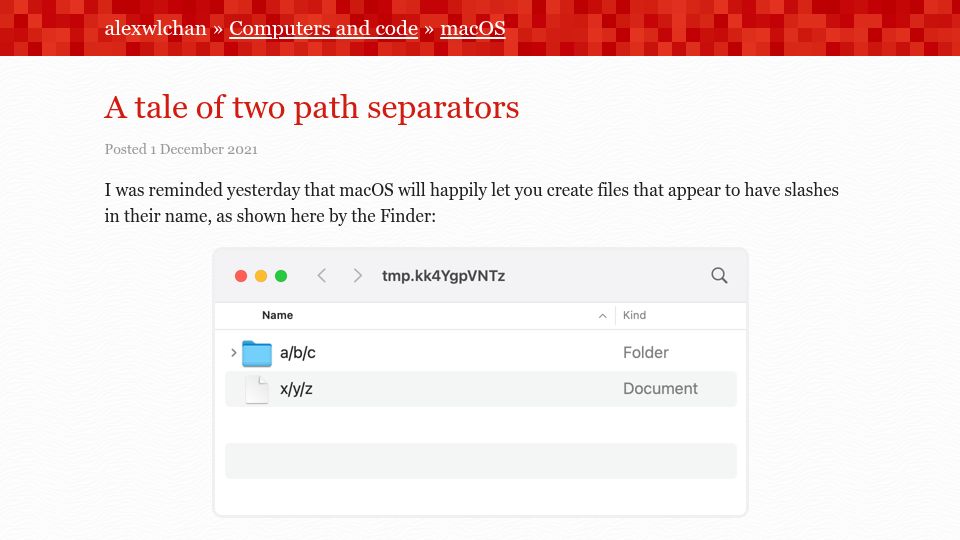 Screenshot of alexwlchan.net: A tale of two path separators