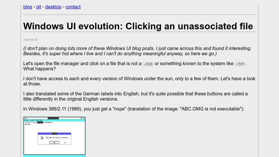 Screenshot of movq.de: Windows UI evolution: Clicking an unassociated file