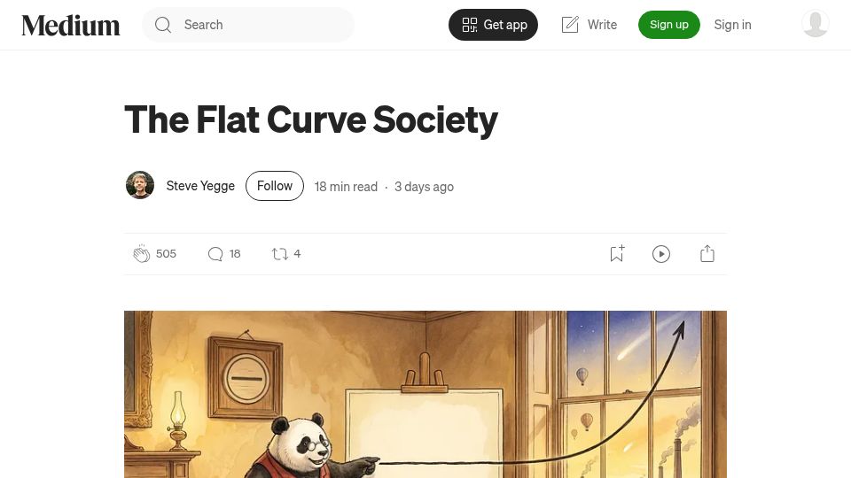 Screenshot of steve-yegge.medium.com: The Flat Curve Society