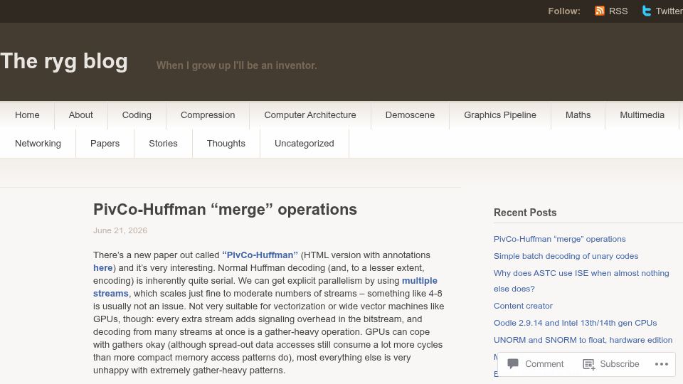 Screenshot of fgiesen.wordpress.com: PivCo-Huffman “merge” operations