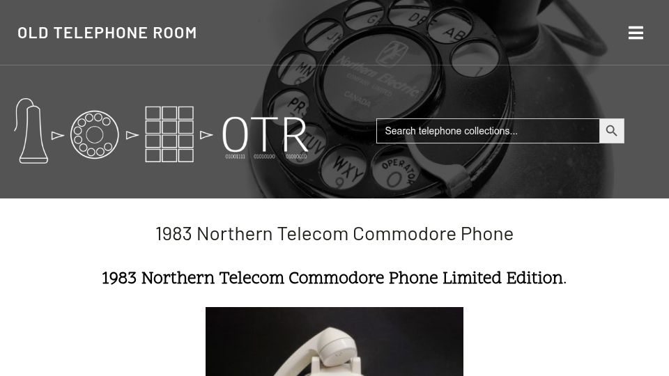 Screenshot of oldtelephoneroom.ca: 1983 Northern Telecom Commodore Phone