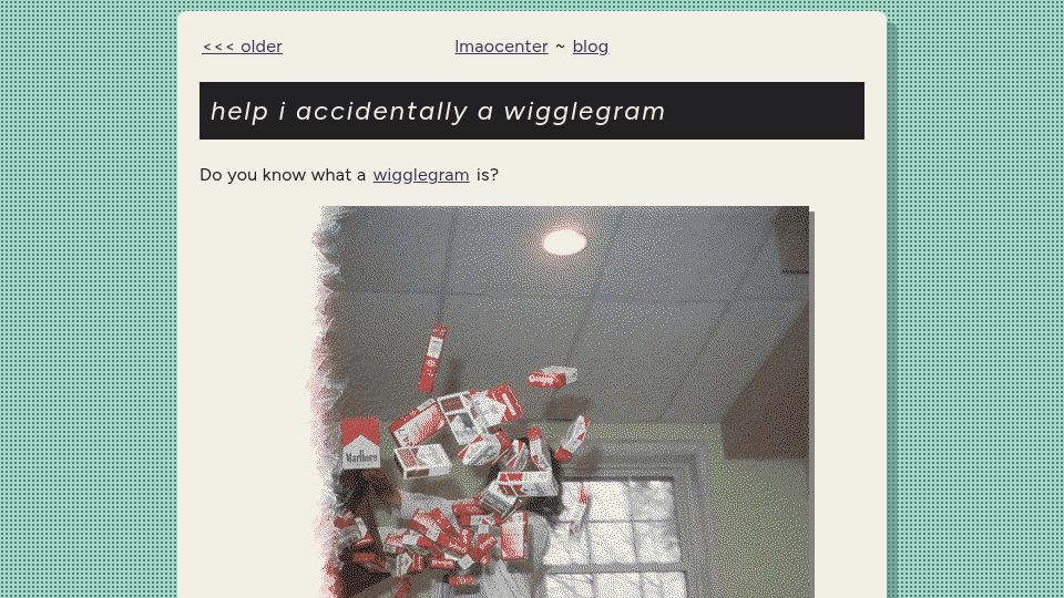 Screenshot of lmao.center: Help I accidentally a wigglegram