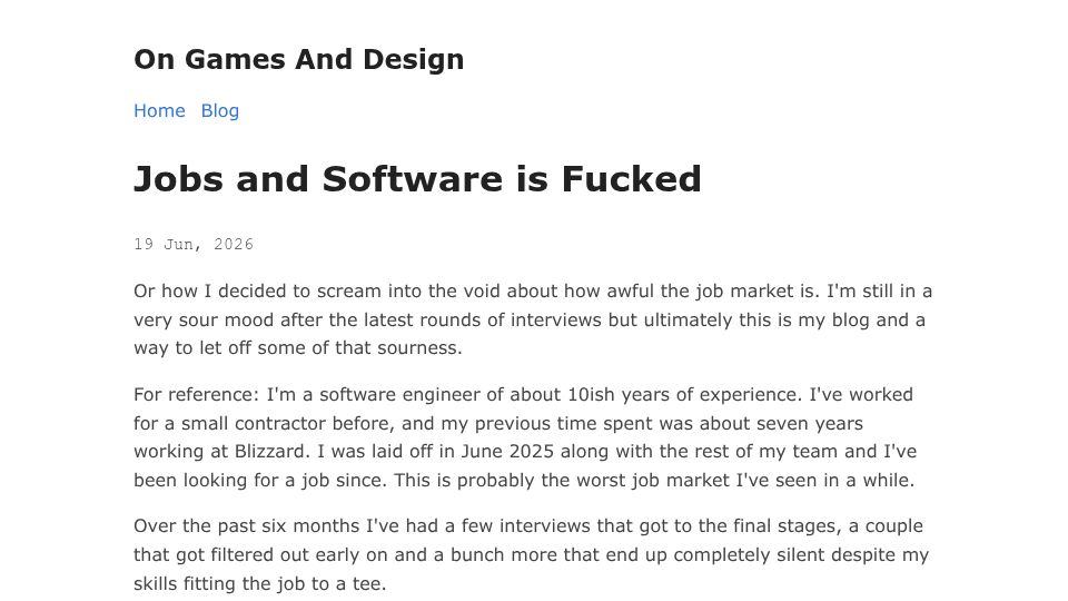 Screenshot of urflow.bearblog.dev: Jobs and Software Is Fucked