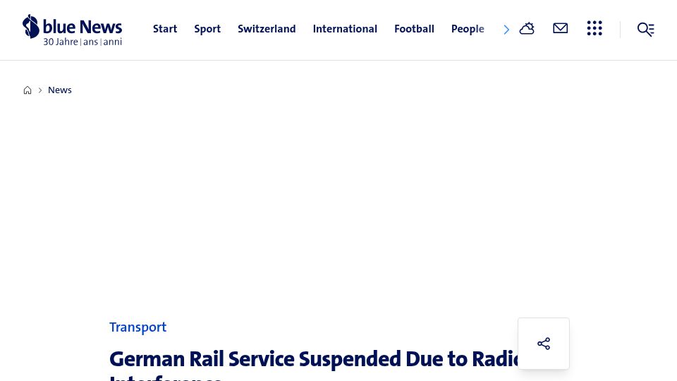 Screenshot of apnews.com: Trains halted across Germany because of communication system problem