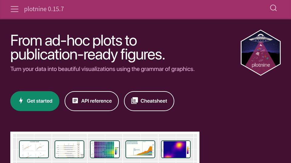Screenshot of plotnine.org: Plotnine