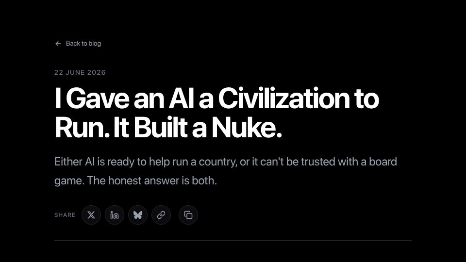 Screenshot of lwilko.com: AI Built a Nuke and Still Lost