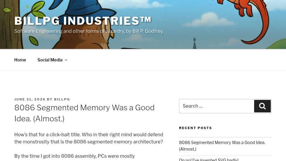 Screenshot of owl.billpg.com: 8086 Segmented Memory was a good idea