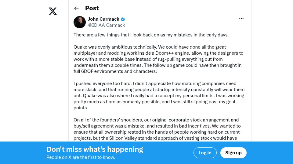 Screenshot of twitter.com: There are a few things that I look back on as my mistakes in the early days