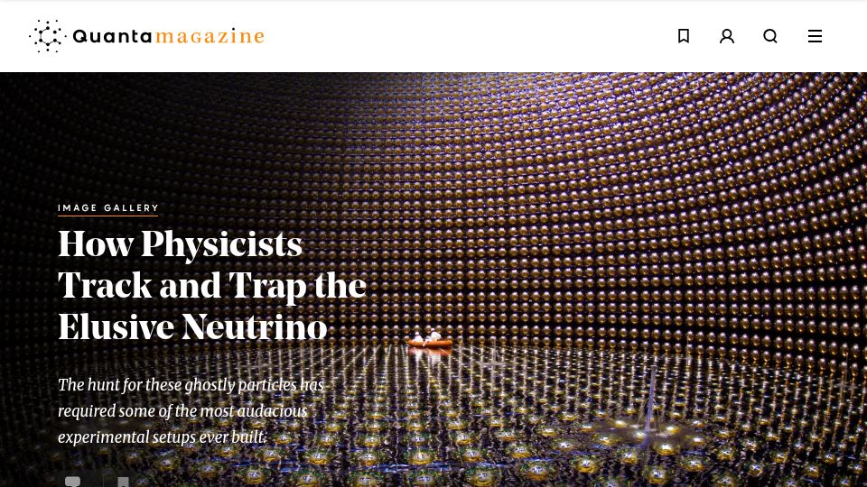 Screenshot of quantamagazine.org: How physicists track and trap the elusive neutrino