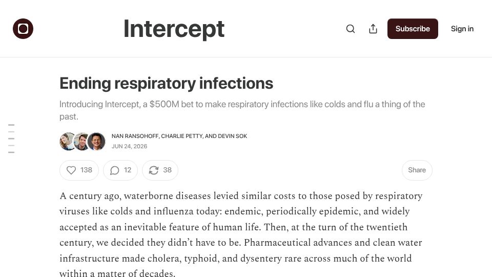 Screenshot of blog.interceptfund.com: Ending respiratory infections