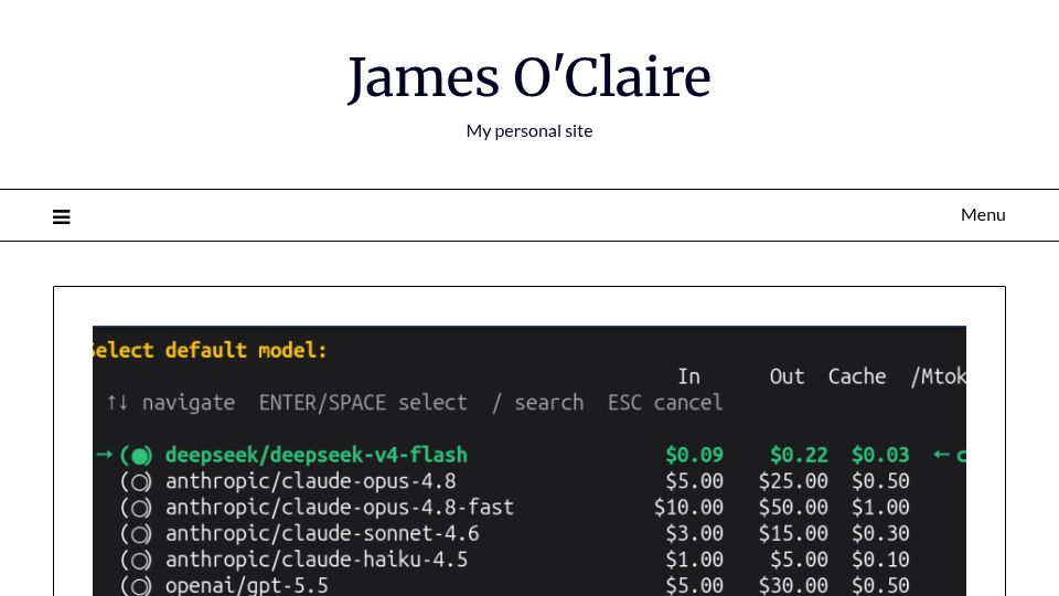 Screenshot of jamesoclaire.com: The unbearable cheapness of open weight models