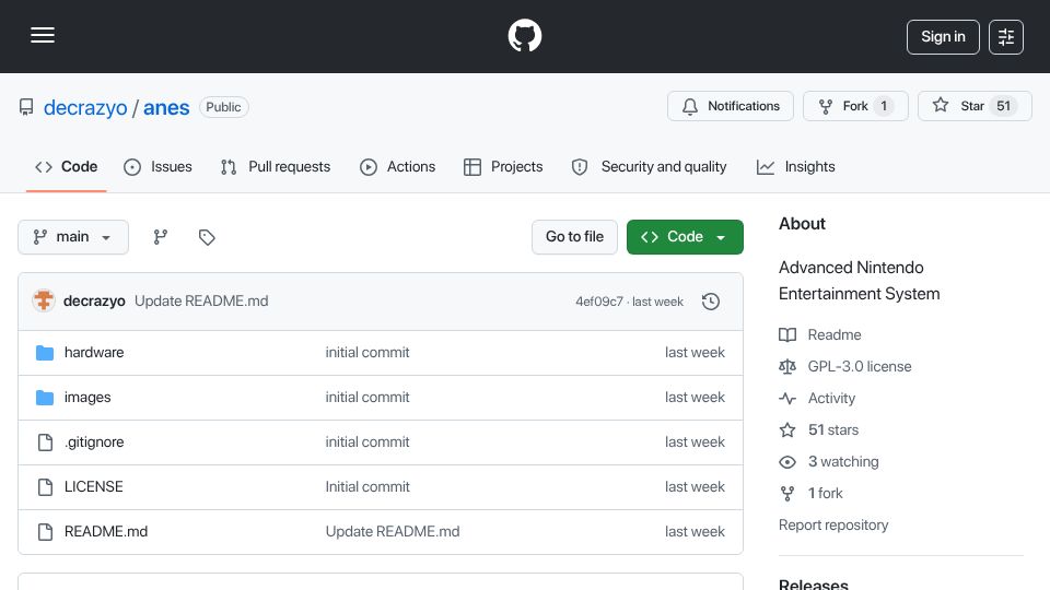 Screenshot of github.com: Advanced Nintendo Entertainment System (ANES) – NES Modded to Use 2 PPUs