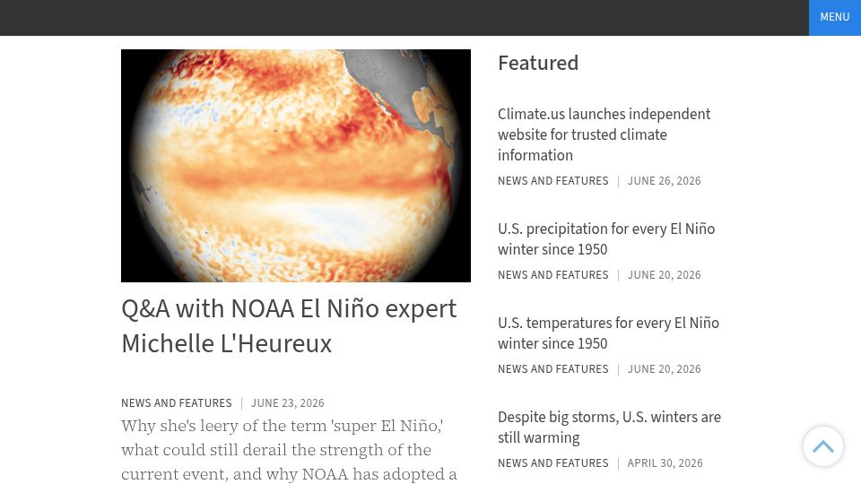 Screenshot of climate.us: Ex-NOAA employees laid off by DOGE rebuilt climate website