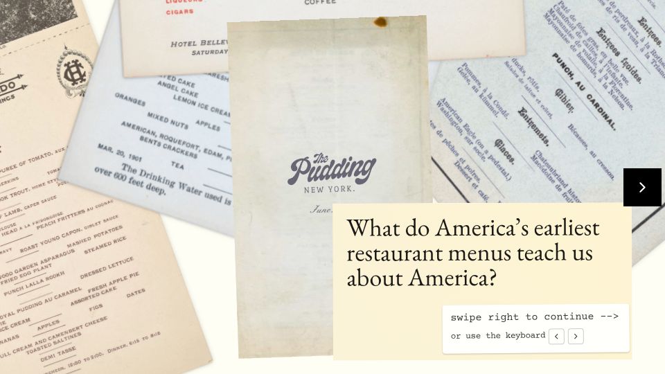 Screenshot of pudding.cool: A History of Menus Is a Menu of History
