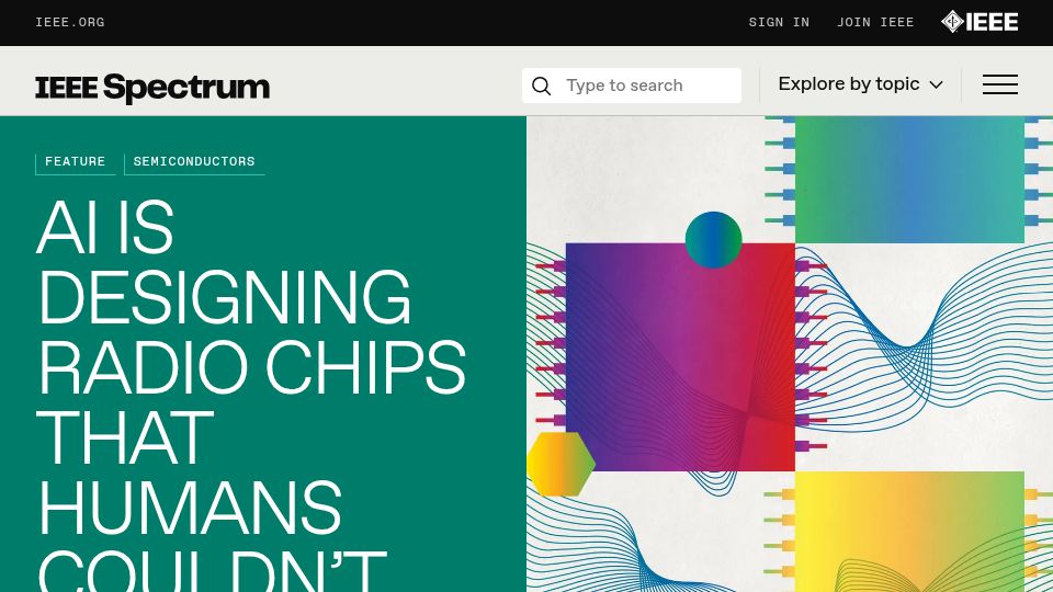 Screenshot of spectrum.ieee.org: AI learns the “dark art” of RFIC design