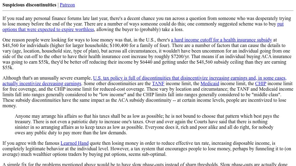 Screenshot of danluu.com: Suspicious Discontinuities (2020)
