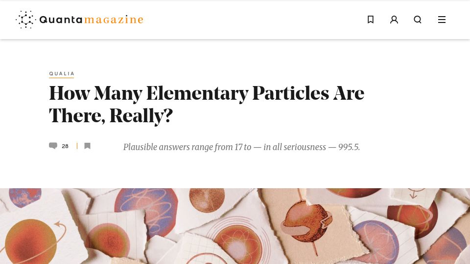 Screenshot of quantamagazine.org: How Many Elementary Particles Are There, Really?