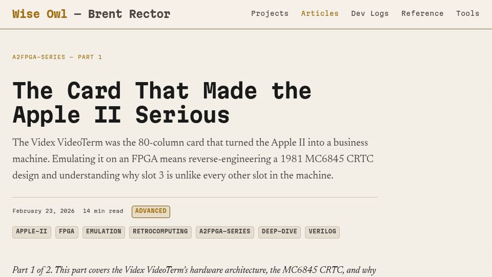 Screenshot of wiseowl.com: The Card That Made the Apple II Serious