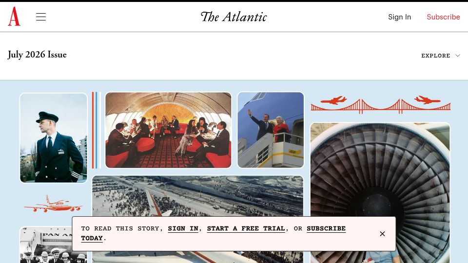 Screenshot of theatlantic.com: The Boeing 747 begins its final descent