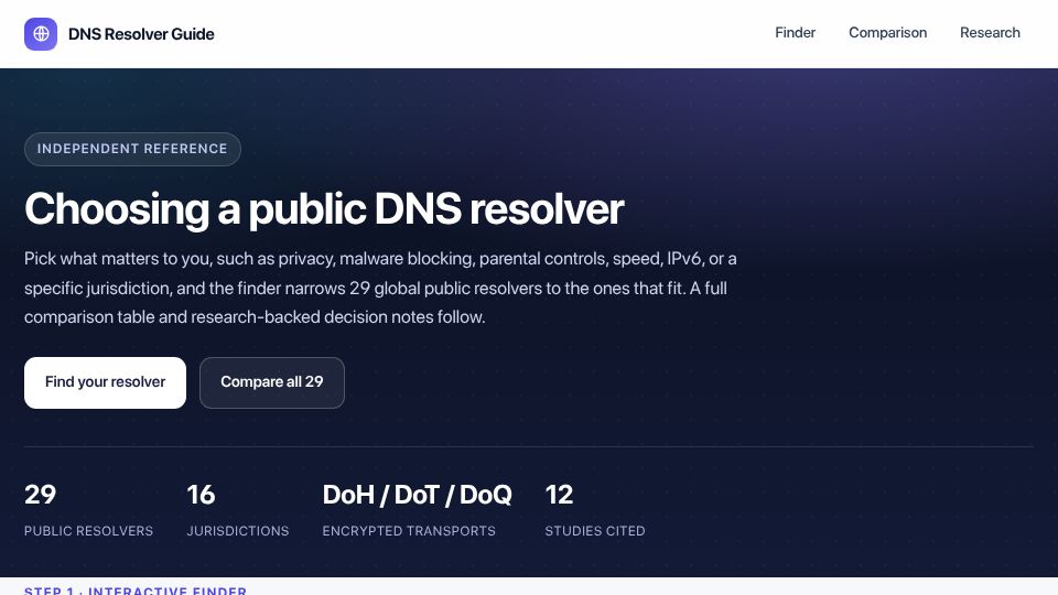 Screenshot of evilbit.de: Choosing a Public DNS Resolver