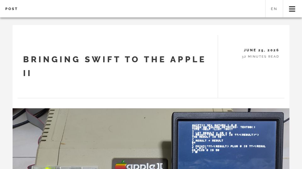 Screenshot of yeokhengmeng.com: Bringing Swift to the Apple ][