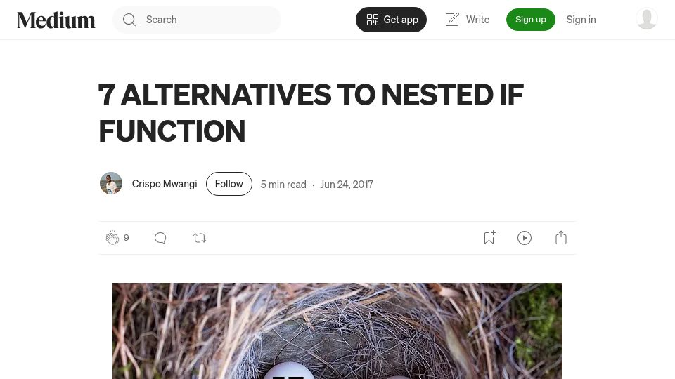 Screenshot of medium.com: Alternatives to Nested If Function